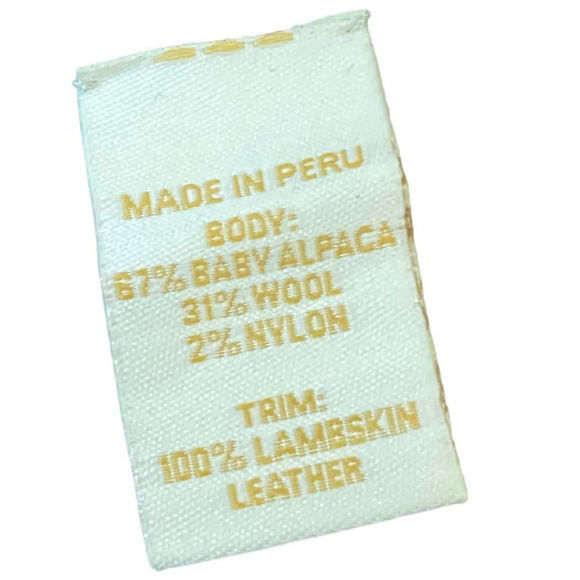 Stick & Ball Navy Blue Baby Alpaca Lambskin Leather Trimmed Poncho NWT $425.00 - Picture 13 of 15